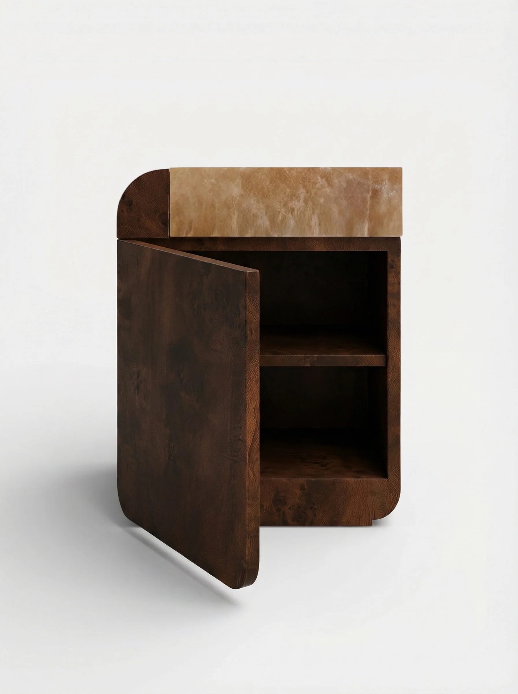 Amo Burl Wood and Honey Onyx Storage Table - Image 3