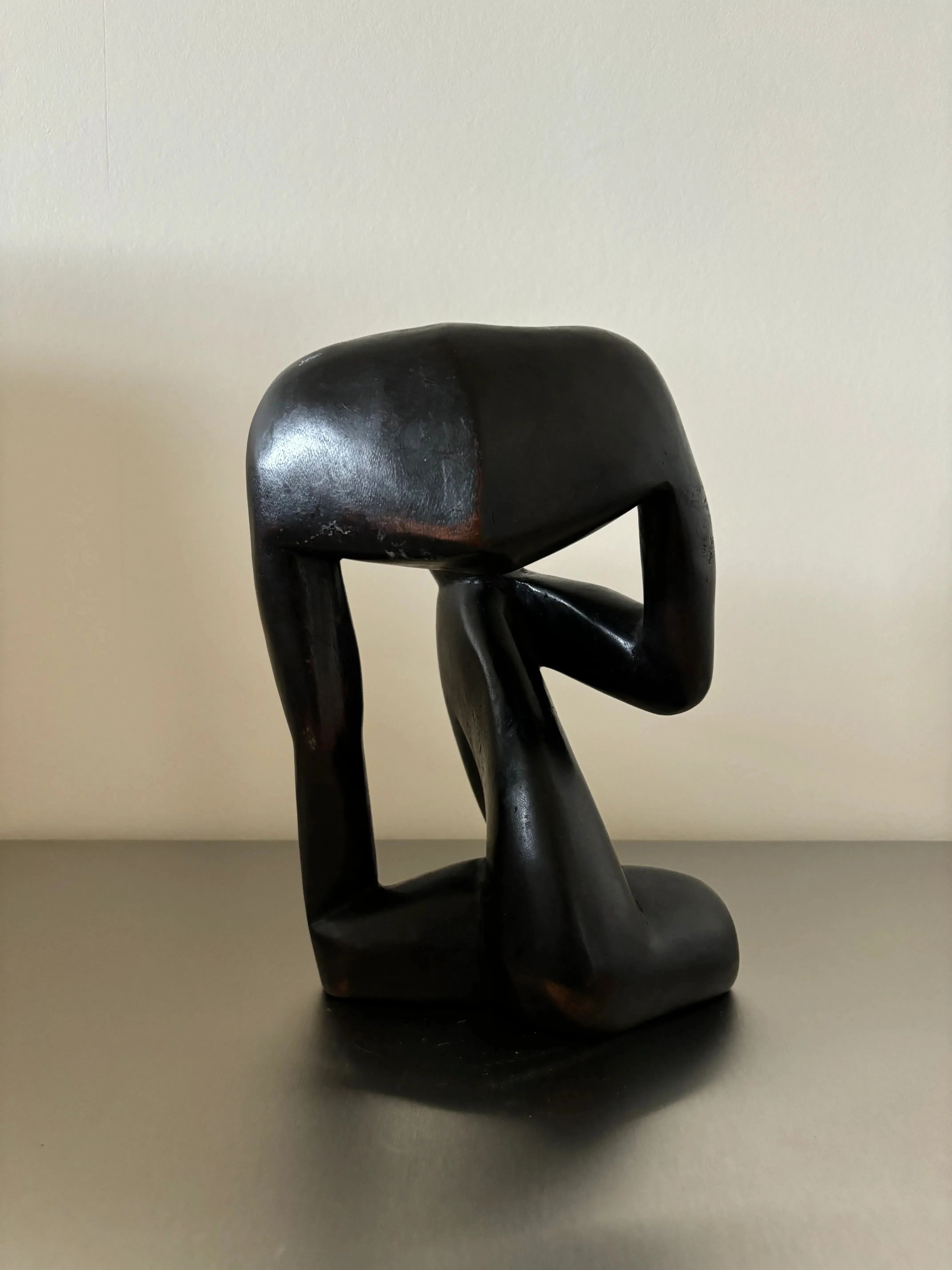 Black Wooden Object - “The Thinker” - Image 3